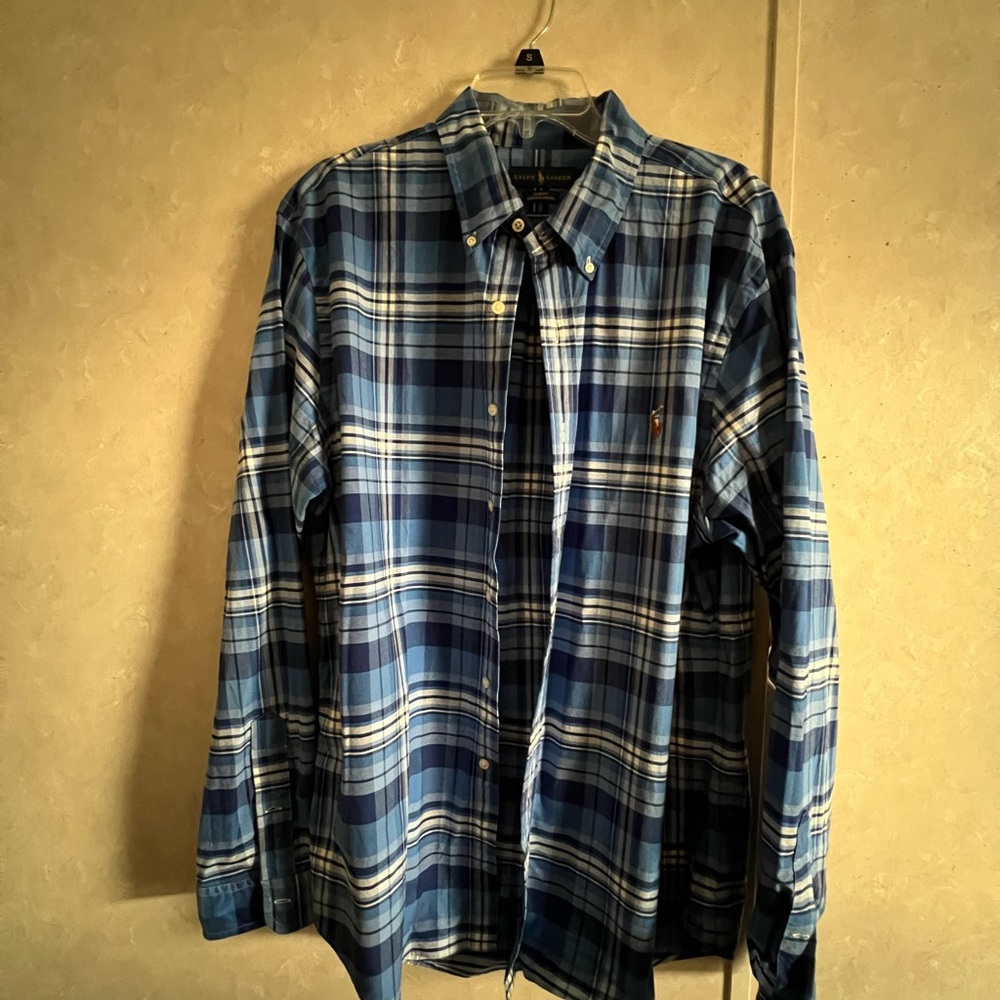 Ralph Lauren Blue and White Casual Button Down Shirt